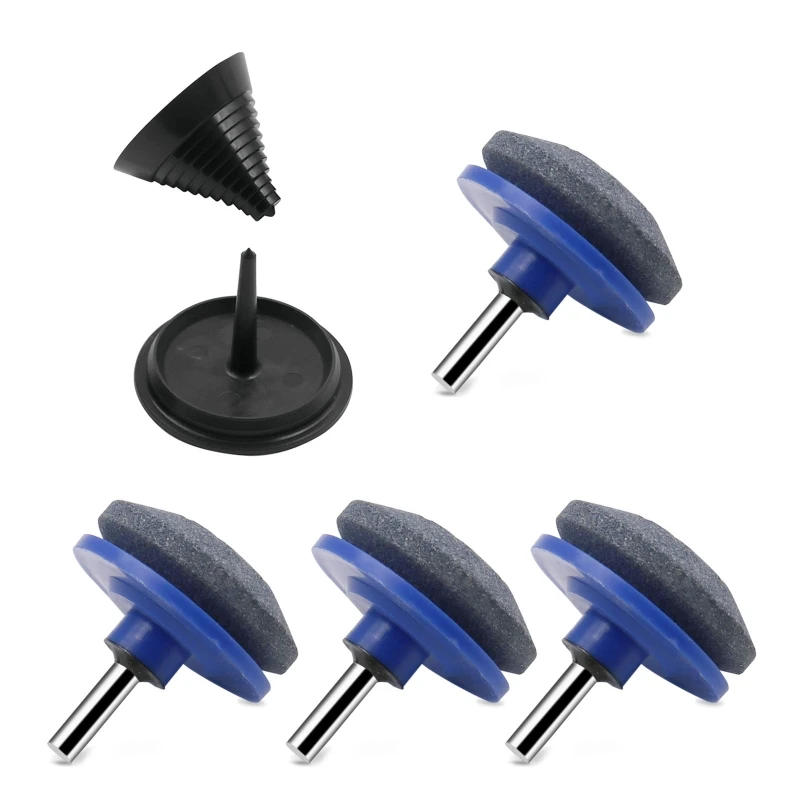 

4 Pieces Lawn Mower Blade Sharpener Drill Attachment for Power and Hand Drill Mower Blade Sharpener Accessories