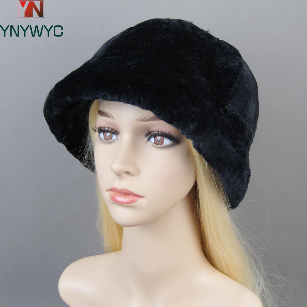 Winter Russian Outdoor Fur Bomber Hats Luxury Women Natural Real Rex Rabbit Fur Hats Beanies Lady Warm Knitted Genuine Fur Caps