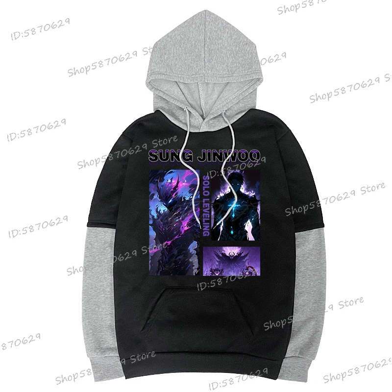Черный полиэстеровый худи Solo Leveling Sung Jin Woo Shadow Monarch WGTD WISH