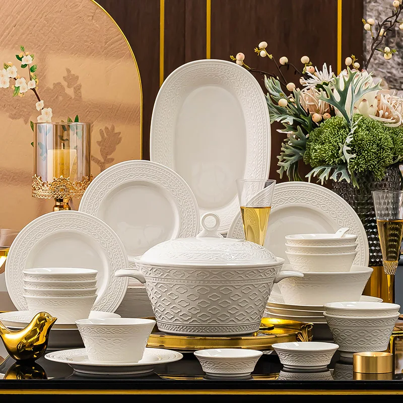 Роскошная белая рельефная скульптура в скандинавском стиле керамическая посуда