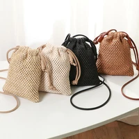 2022 newest hot women straw woven bag summer beach rattan shoulder bags wicker weave handbag crossbody mini messenger phone bag