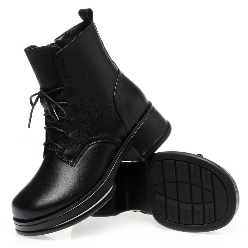 AIYUQI Women Winter Boots Thickened Wool Warm Genuine Leather Fashion Women Short Boots British Style Casual Women Ankle Boots