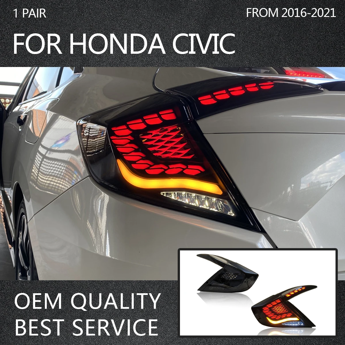 Автомобильные аксессуары светодиодные задние фонари для Honda Civic 2016-2021 седан весы