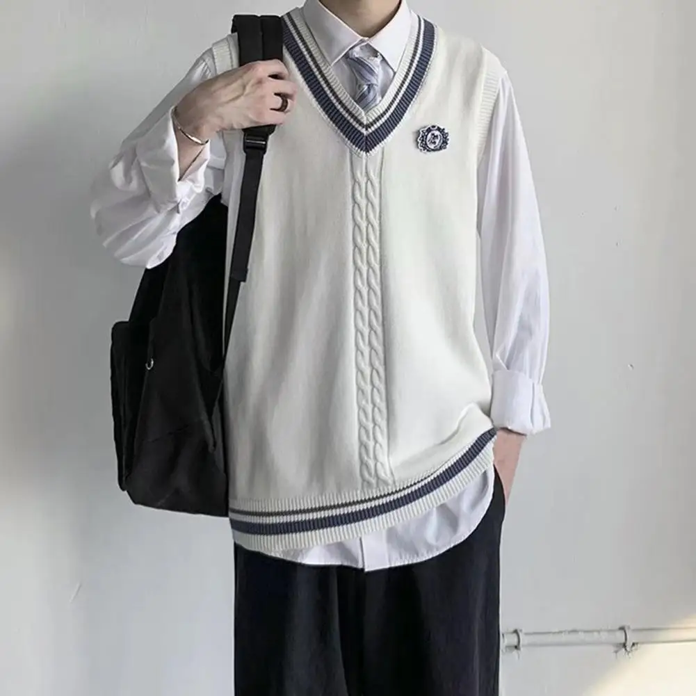 

Stylish School Boys Uniform Pullover Sweater Vest Knitted Waistcoat High Elasticity Coldproof