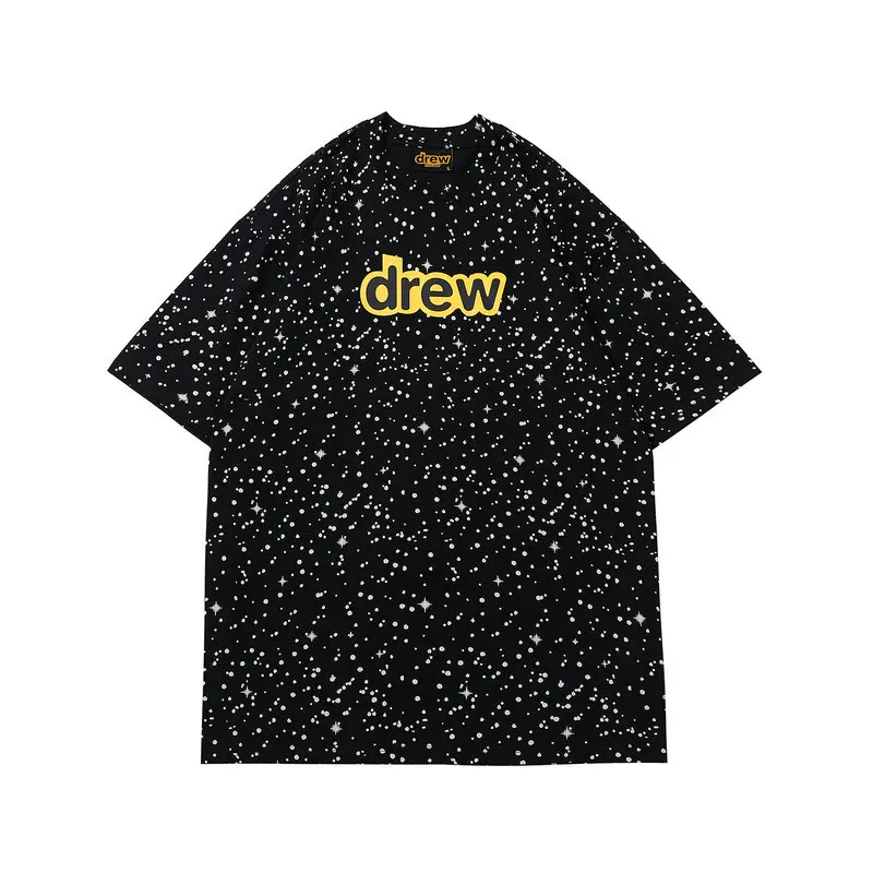 

2022 New DREW T Shirt Summer 100% Cotton Men O-neck Women's tshirt Short Sleeve High Quality Tops HOUSE JUSTIN Smiley Over Size