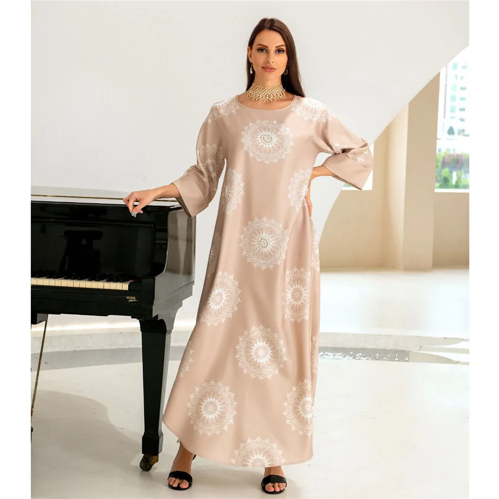 

Мусульманское женское длинное арабское вечернее накидка, с цветочным принтом, вышитые бисером