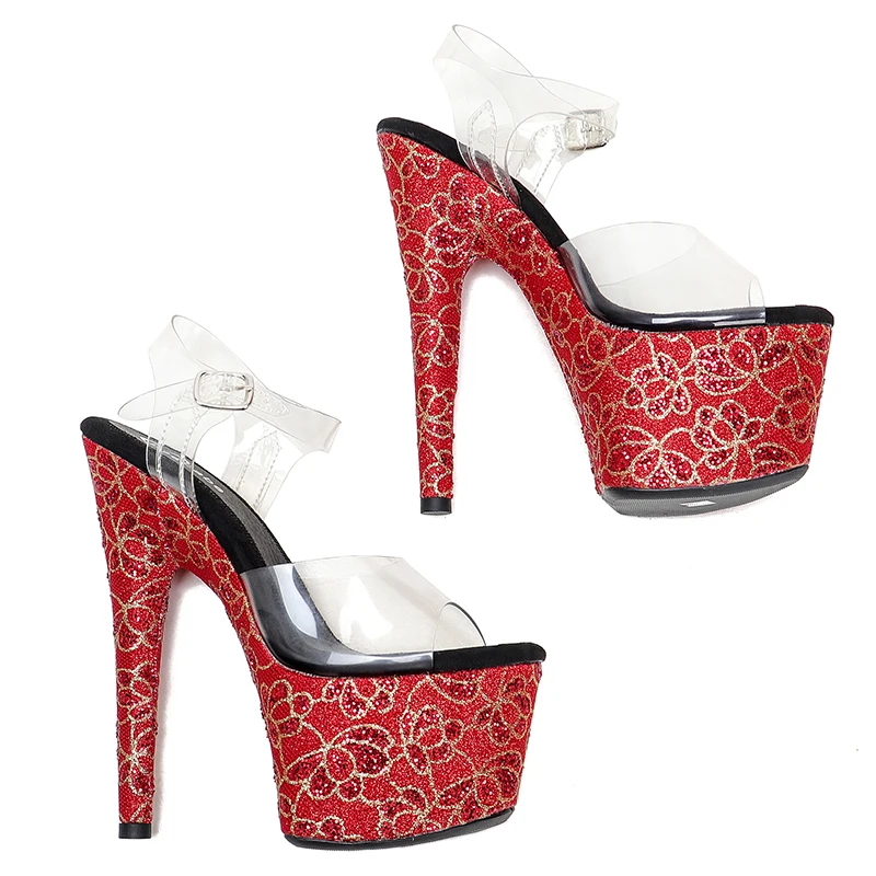 Leecabe 17CM/7Inch Women's Platform Sandals  party High Heels Shoes Pole Dancing Shoes