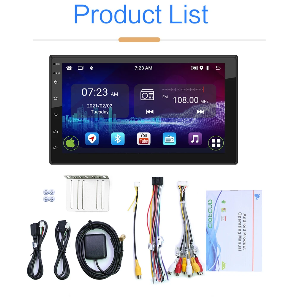 Автомобильная Мультимедийная система универсальная стерео-система на Android 11 с GPS