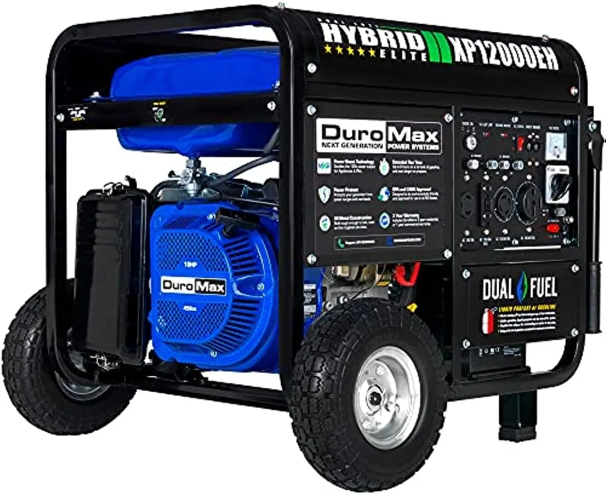 

DuroMax XP12000EH Generator-12000 Watt Gas or Propane Powered Home Back Up & RV Ready, 50 State Approved Dual Fuel ElectricStart