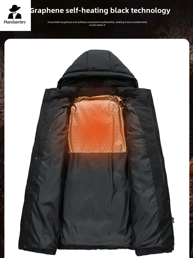 Зимняя длинная стильная куртка уличная графеновая теплая водонепроницаемая