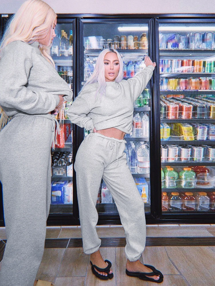 

Sunny Tracksuit Women Sporty Casual Two Piece Set Basic Autumn Winter Pullover Tops+Harem Pants Loose Matching Streetwear