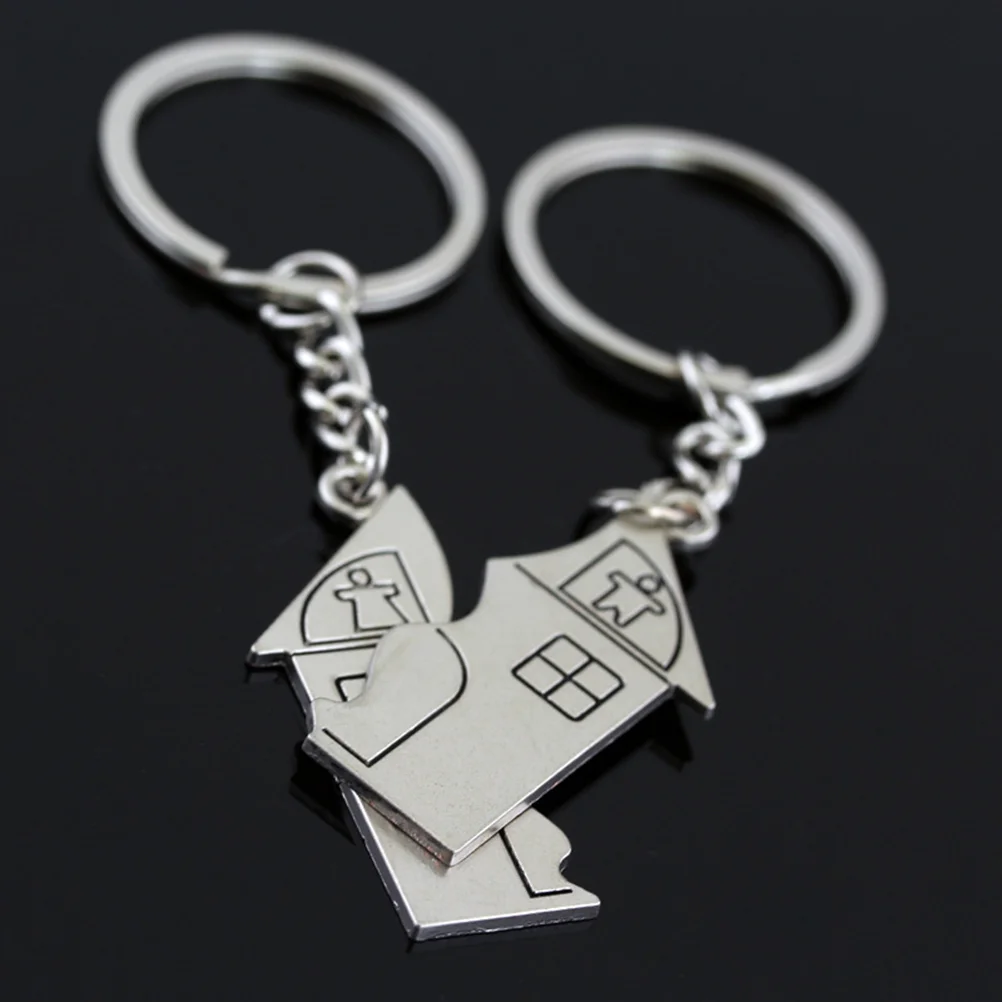 

2PCS Hanging Pendant Homeowner House Keyring House Shaped Pendant Keychains Couple Keychains Housewarming Keychain