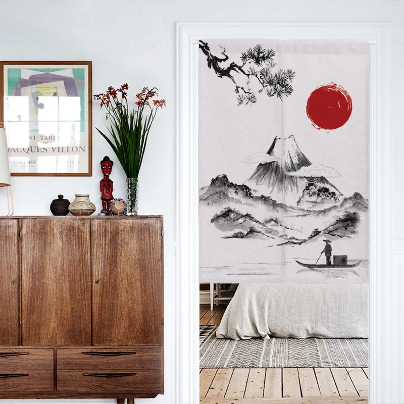 

Ткань для двери в японском стиле Ukiyo-e, льняная перегородка, Fuji Feng Shui, половинная занавеска