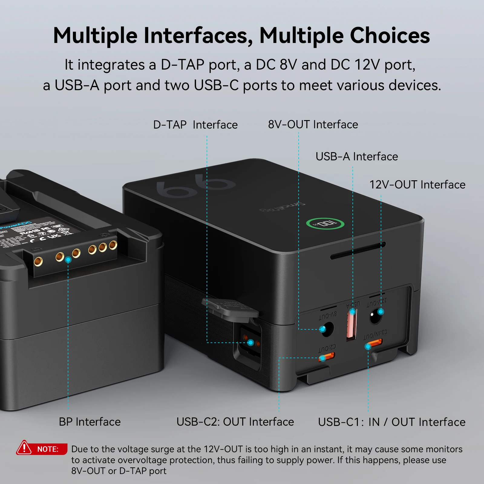Фото Аккумулятор SmallRig VB99 Pro V Mount 99 Вт·ч 6800 мА·ч V-образный, аккумулятор USB-C PD для быстрой зарядки видеокамеры, монитора, осветительного прибора №5