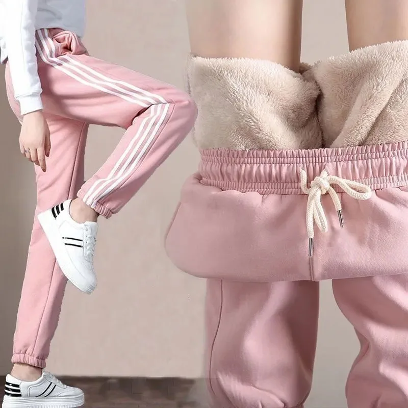 Autumn and winter thermal pants plush thickened cashmere like sweatpants for women's casual thermal pants Harun loose leggings