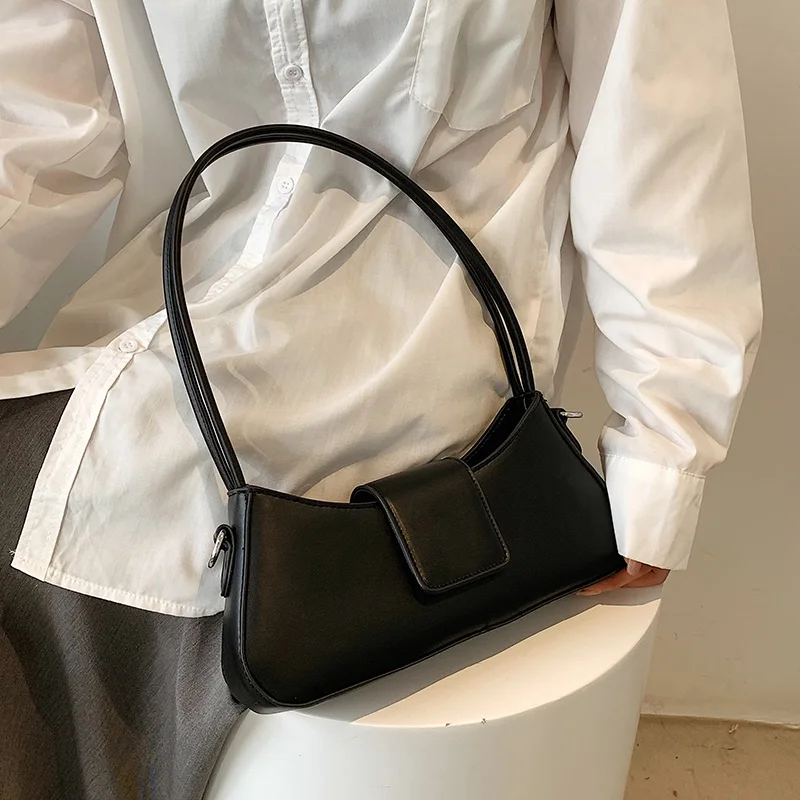 Luxury Brand Design Simple Small PU Leather Underarm Crossbody Side Bag Women 2023 Summer Fashion Shoulder Handbag and Purses