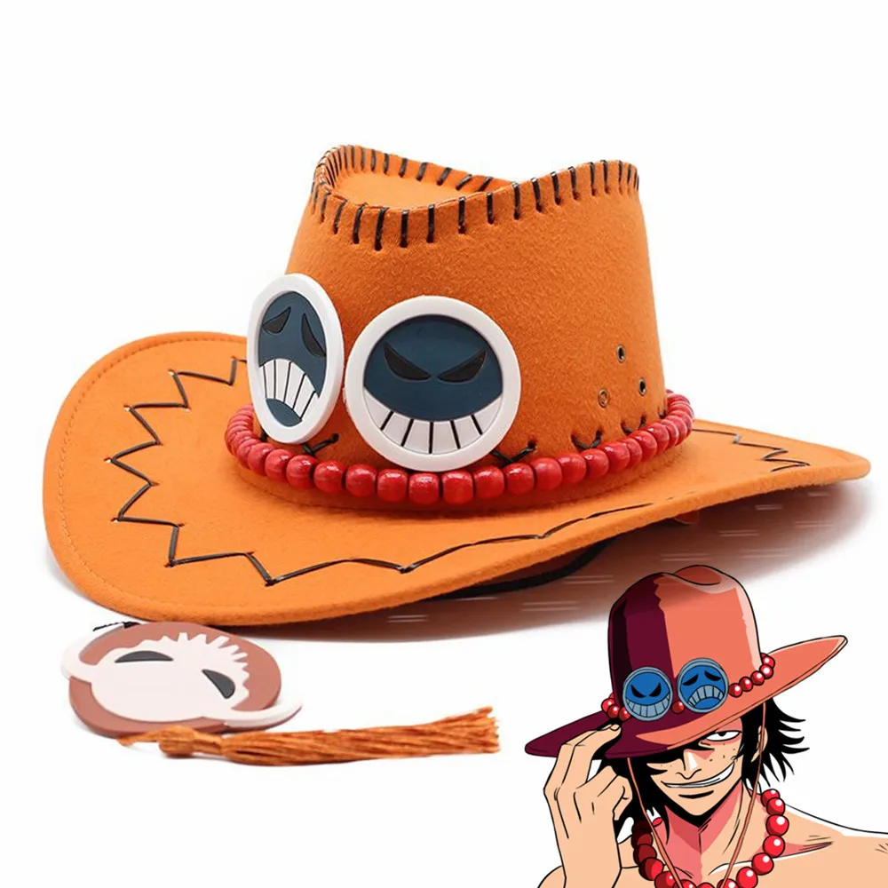 

Anime ONE PIECE Portgas·D· Ace Cosplay Cowboy Adult Unisex Pirates Hat Accessories Prop Halloween Gifts