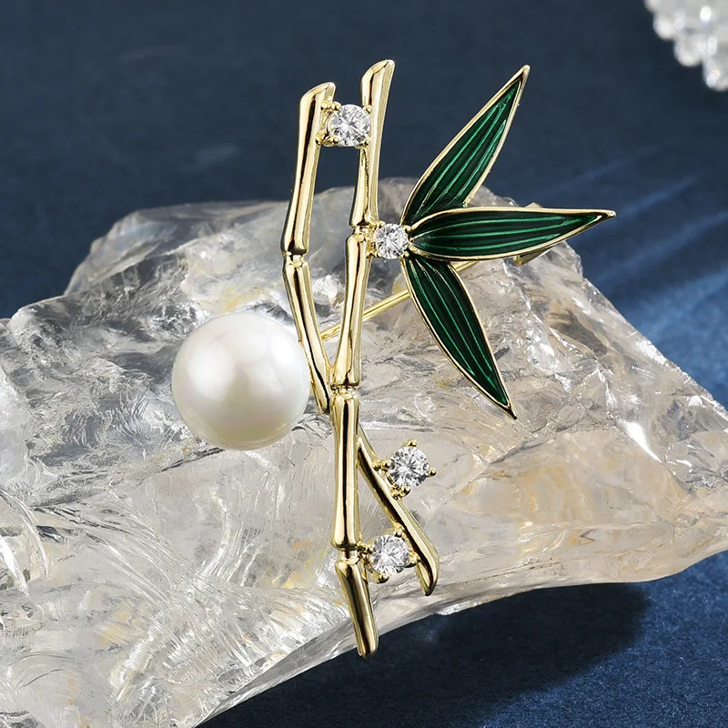 Модная бамбуковая эмалированная брошь знаменитого бренда элегантная женская