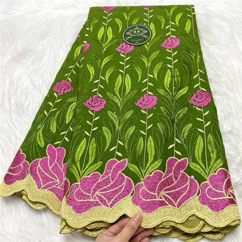 

5 ярдов, швейцарская вуаль, кружевная ткань, тяжелая вышивка бисером, Африканский высококачественный 100% хлопок с бриллиантами, популярный Дубайский стиль 3L10902