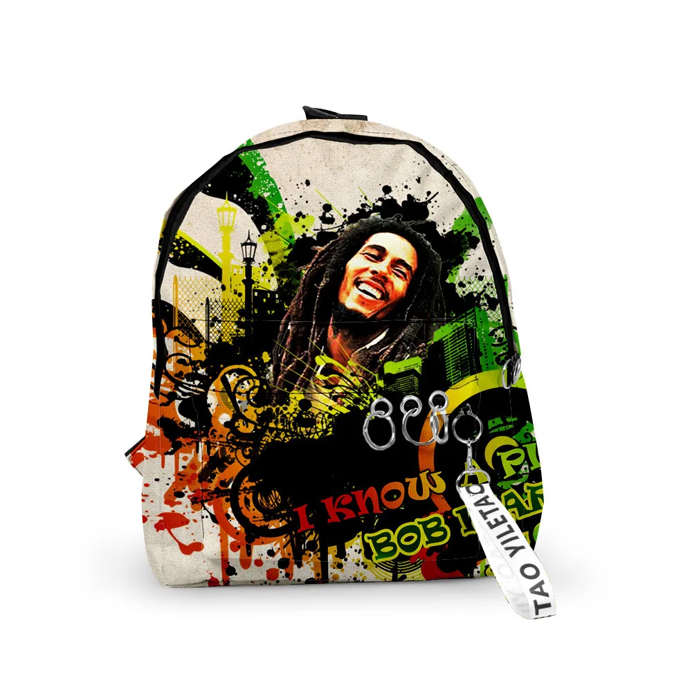 

2023 Bob Marley Backpacks Boys/Girls pupil School Bags 3D Print Keychains Oxford Waterproof Funny Cute Small Backpacks