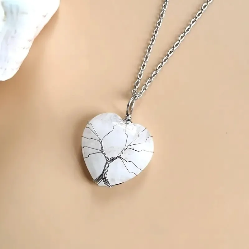 Ожерелья с драгоценными камнями 2024 ожерелье из натурального розового кварца