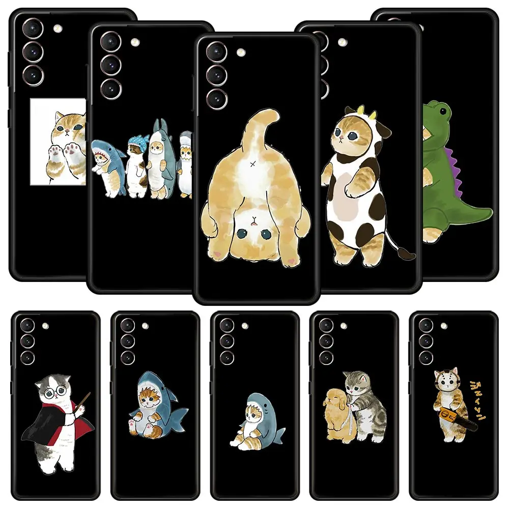 

Funny Cartoon Animal Cat Phone Case For Samsung Galaxy S23 S22 Ultra S20 S21 FE 5G S10 S9 Plus S10E S8 S7 Edge TPU Pattern Cover