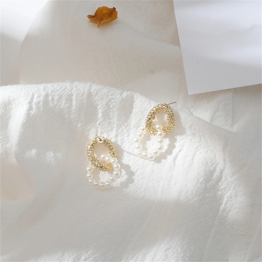 Цирконовые жемчужные серьги прочное покрытие модные круглые популярные универсальные.