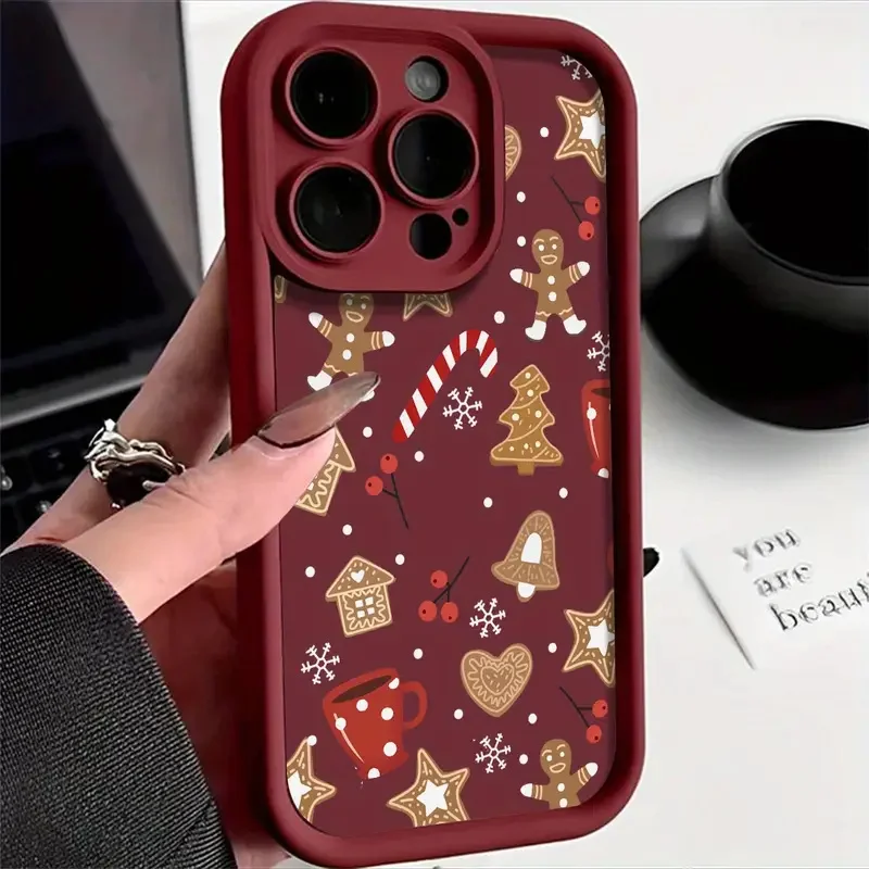 Фото Милый чехол для телефона с рождественским узором для iPhone 18 17 Pro Max 16 Plus 15 14 13 12 11 Pro Max XS X 7 8 Plus SE 2022 16E. №1