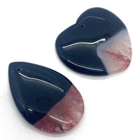 5pcs heart agate pendants set natural stone reiki meditation oval charms for jewelry diy making necklace drop shape accessories