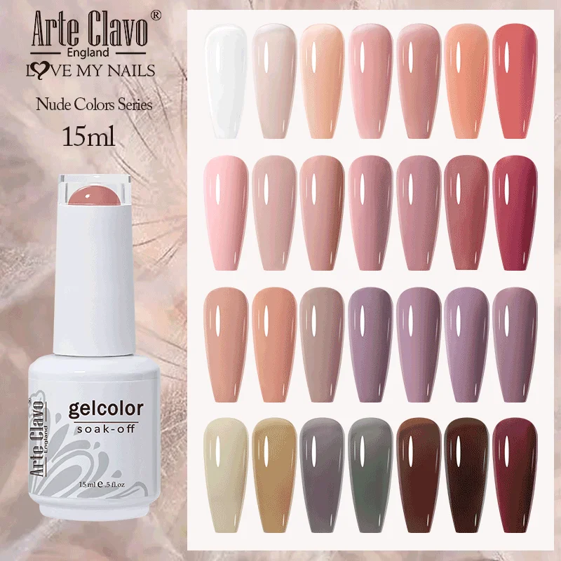 

Arte Clavo Gel Nail Polish 15ml Nude Pink Soak Off LED UV Lacquer Varnish Semi Permanent Top Base Coat Nail Art Gellak Manicure