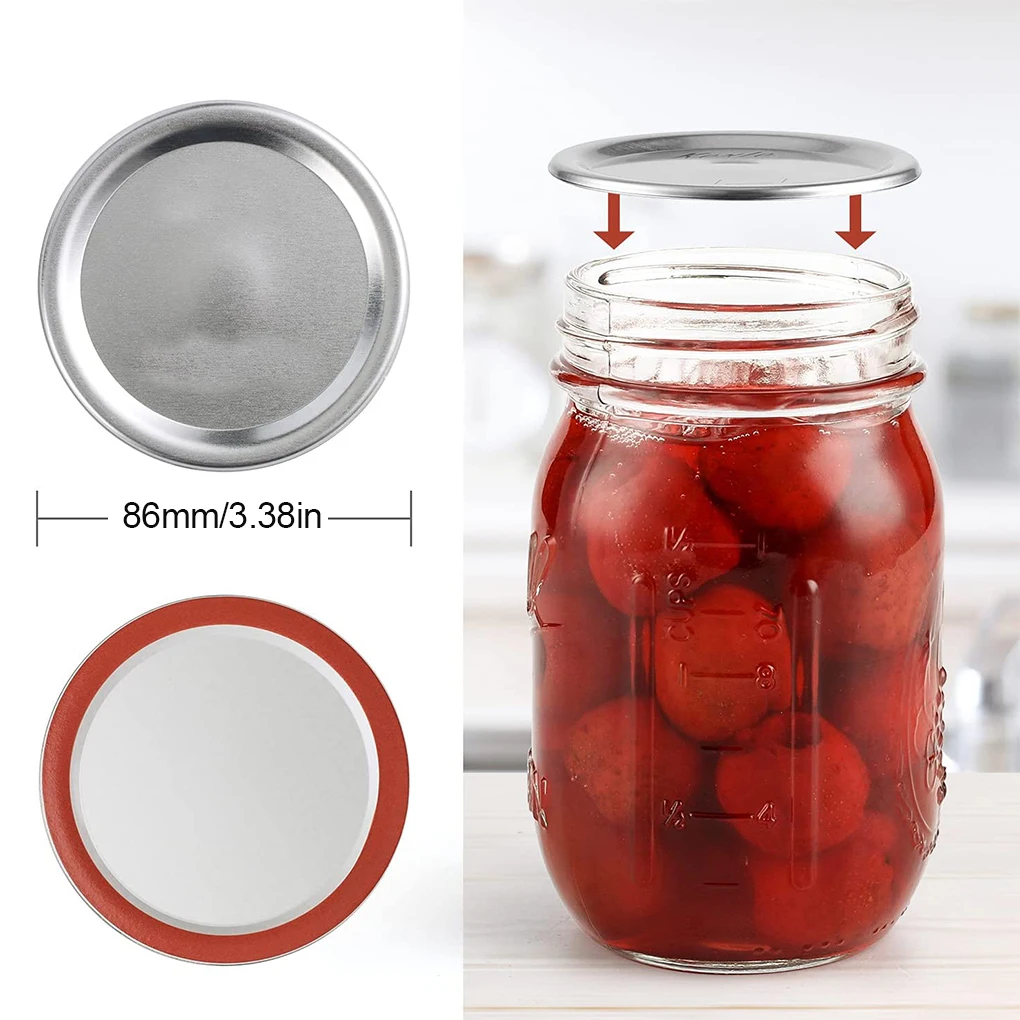 

Canning Lids Metal Sealing Jar Lids Replacement Split-Type Can Caps Regular Mouth 70mm 100pcs