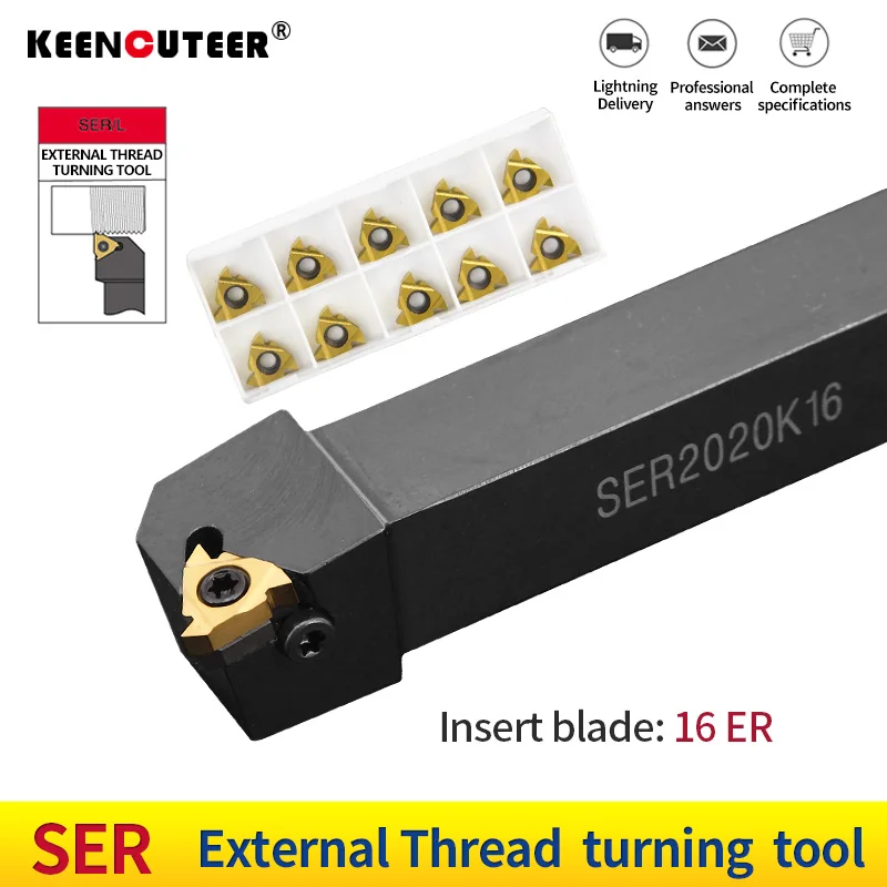 SER1616H16 SER2020K16 SER2525M16 External Thread Turning Tools Lathe Cutter 16ER Carbide inserts CNC Holder