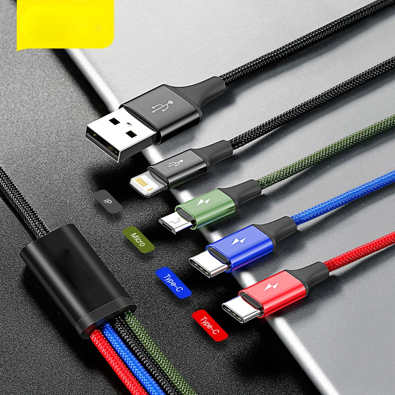 

3 in 1 USB Cable 3A Micro USB Type C Cable for for iPhone 11 Pro XR XS Max 7 for Samsung S20 4 in 1Charging Cable