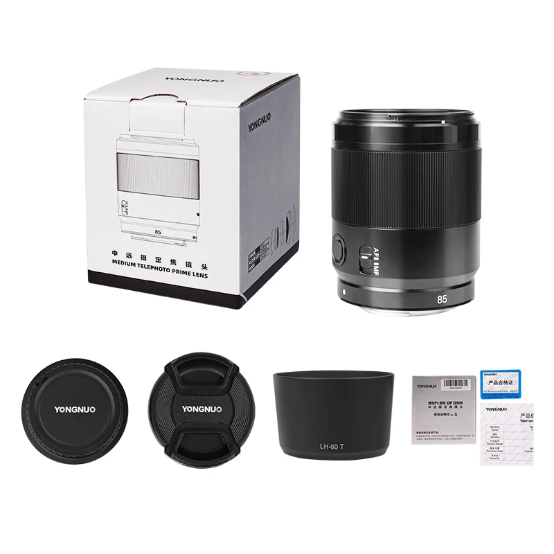 YONGNUO YN85mm F1.8S DF DSM lente fija Prime de marco completo AF MF E montaje con tapa parasol para 1958aras Sony A7M4 A7R3 (art.: 3920d374463bf) - 3920d374463bf