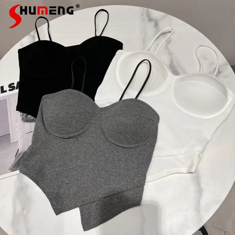 

2022 Summer New Irregular Hem Inner Outerwear Camisole Women Sexy Slim Sexy Push Up Chest Pad Vest Sling Swimming Beachwear Top