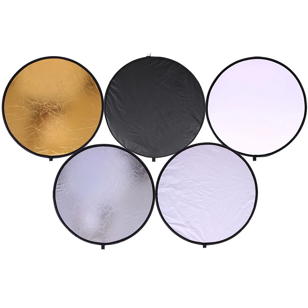 

YC 80cm 5 in 1 gold silver white black translucent New Portable Collapsible Light Round Photography/Photo Reflector for Studio