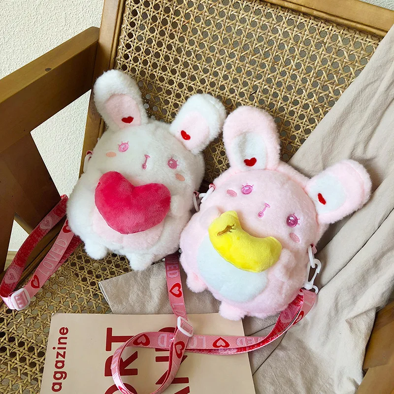 

Kawaii Bag Plush Doll Rabbit Messenger Bags Phone Purse Lotila Crossbody Shoulder Bag For Teenager 2021 Kids Bags for Girls Gift