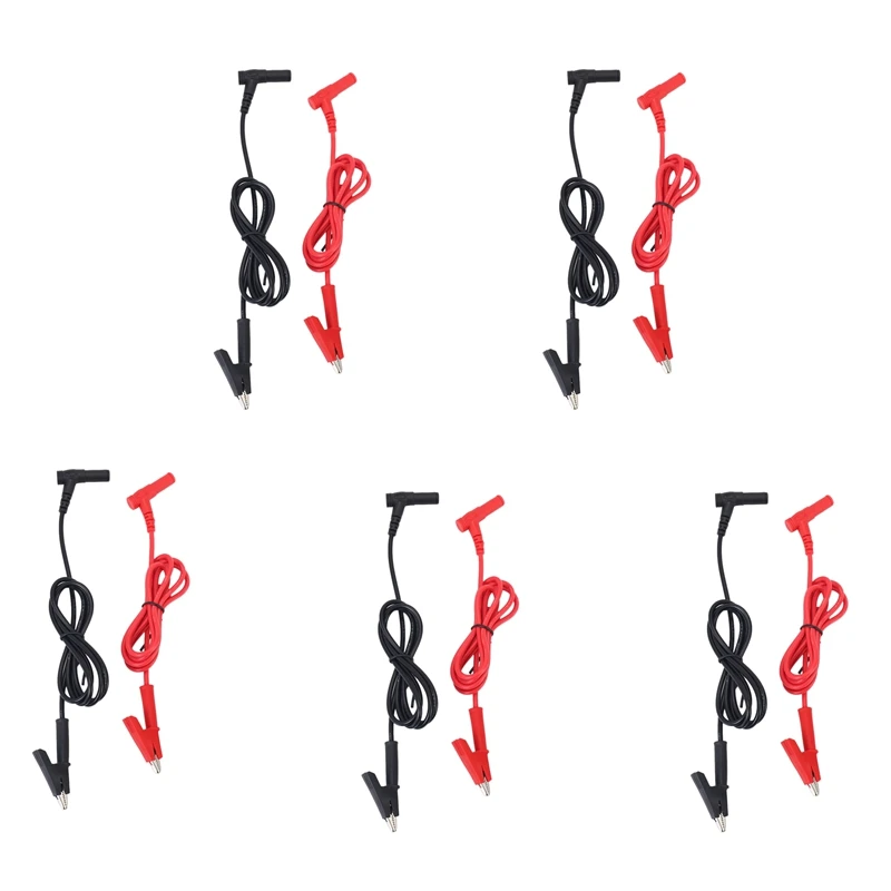 

5X Pair Banana Plug To Alligator Clip Test Lead Crocodile Clip Lab Test Cable With Banana Plug Heavy Duty 1M Long