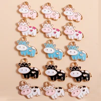 10pcs cartoon cows charms for jewelry making enamel animal charms pendants for diy earrings necklaces bracelets crafts supplies
