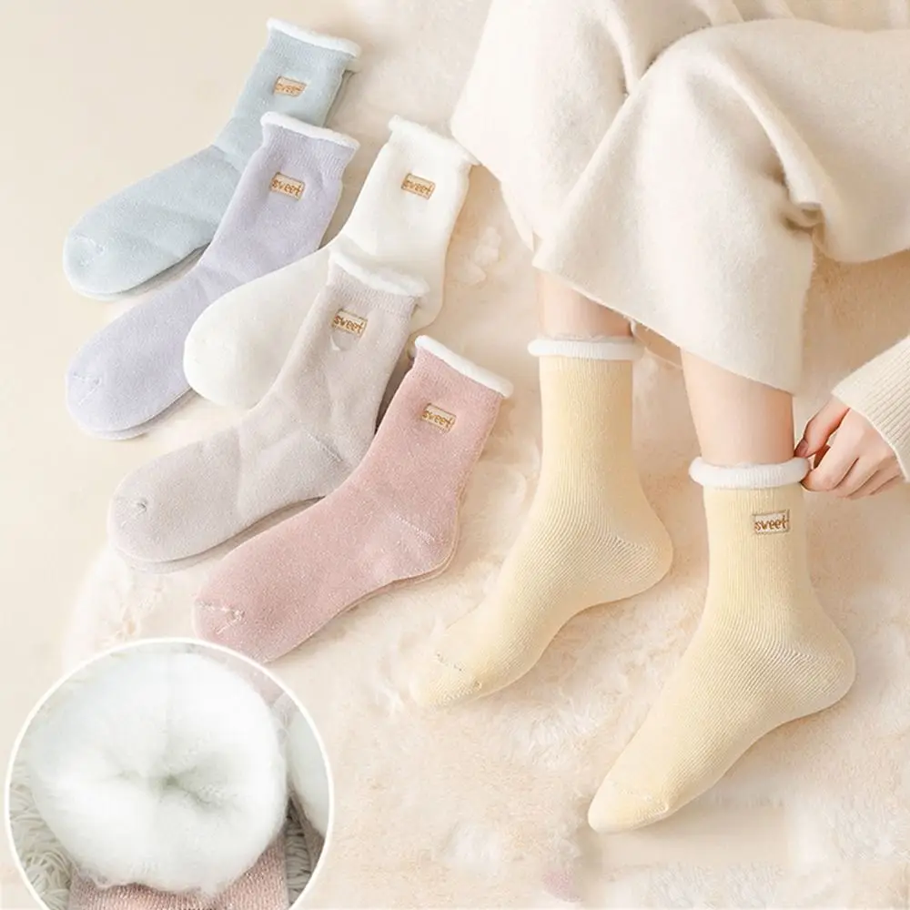 

Color Breathable Thermal Warm Floor Socks Mid-calf socks Super Thicker Women Socks Winter Plush Socks Terry Socks Thick Hosiery