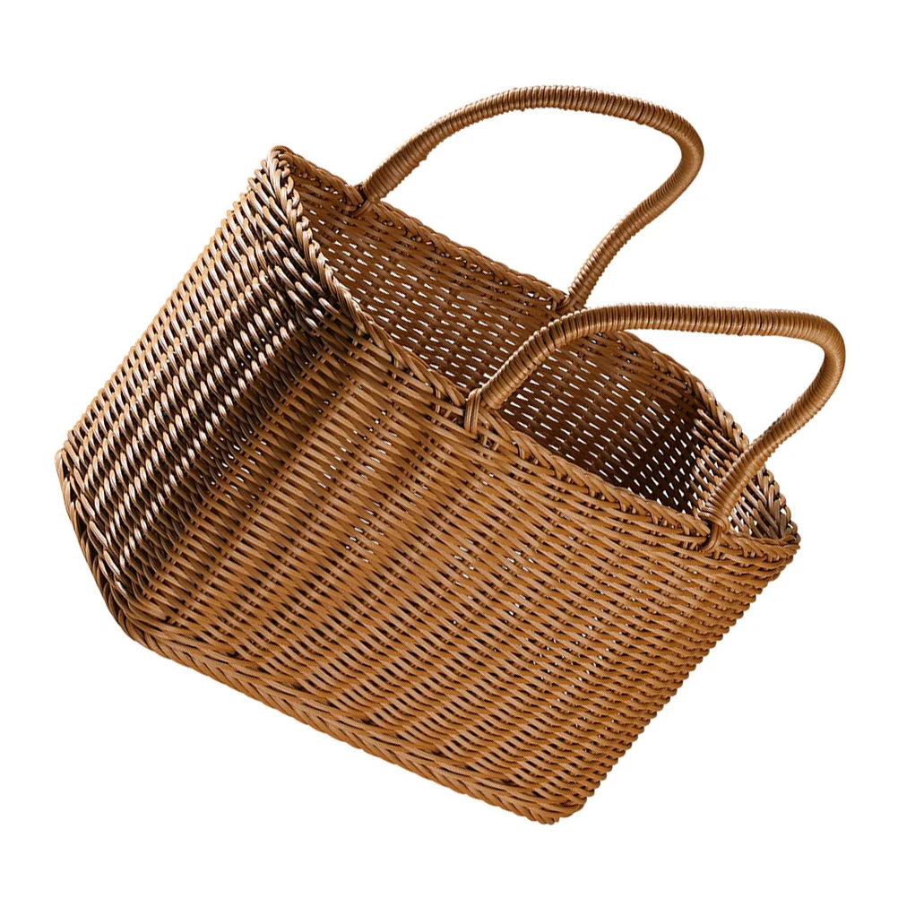 

Woven Picnic Baskets Handmade Wicker Basket with Handle Flower Arrangement Basket Shopping Storage Hamper Basket