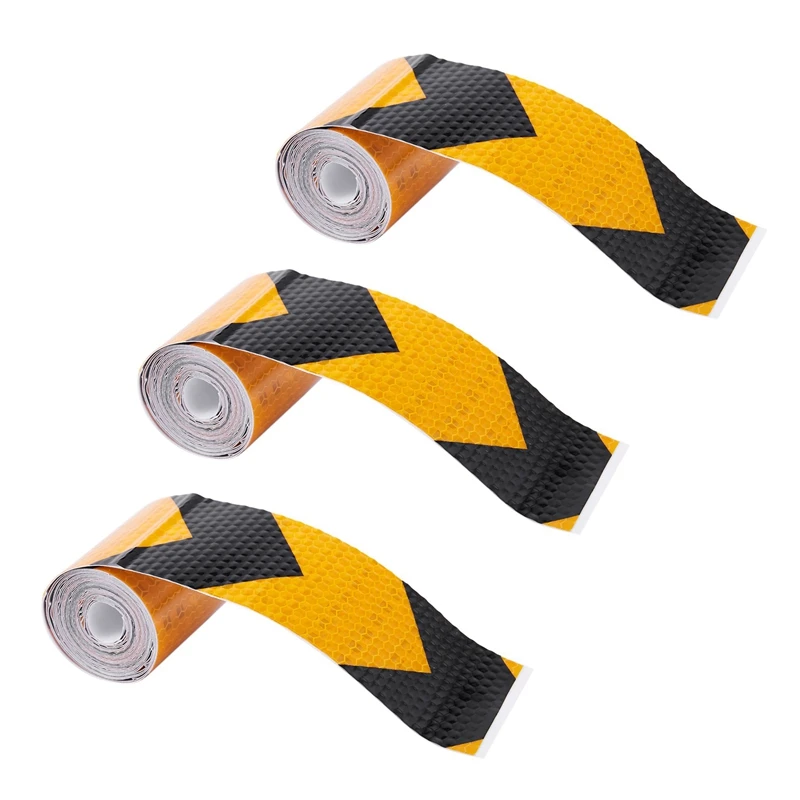 

3X 2 Inch X10Ft 3 Meters Night Reflective Safety Warning Tape Strip Sticker Black Yellow