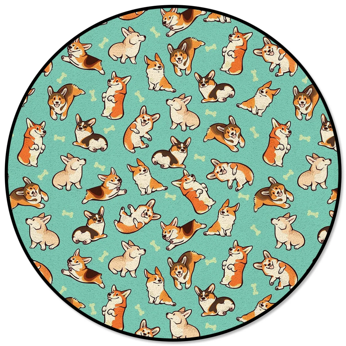 

Corgi, плотные искусственные и ковры для дома, гостиной, круглый ковер для детской комнаты, нескользящий