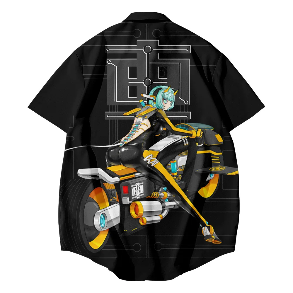 

2022 Summer Fashion Black Chinese Chess Print Shirts Men's Hawaiian Botton Shirt Short Sleeve Beach Shirt