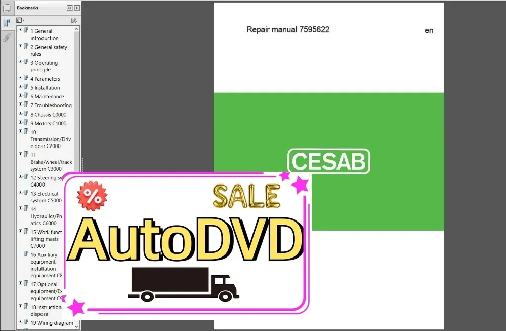 Фото Каталог запасных частей для вилочного погрузчика AutoDVD Cesab и руководство по обслуживанию, полный DVD 28 ГБ №4
