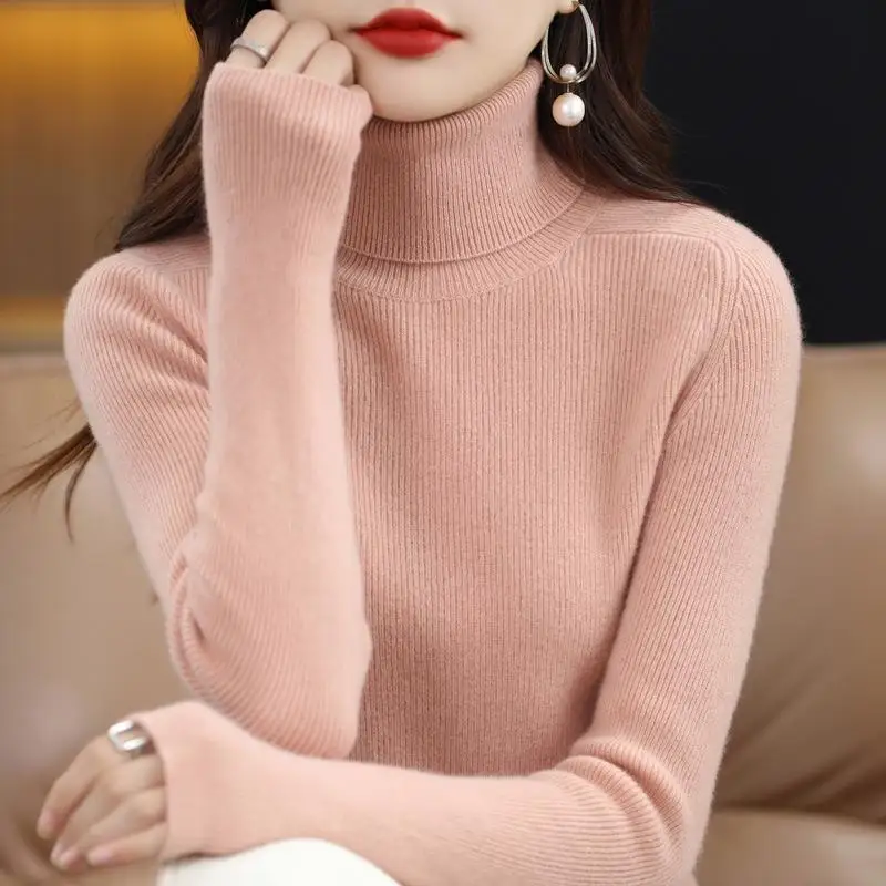 

Новинка Осень-зима 2022, свитер с высоким воротником, Женская облегающая утепленная рубашка с внутренним дном, плотный вязаный свитер с высок...