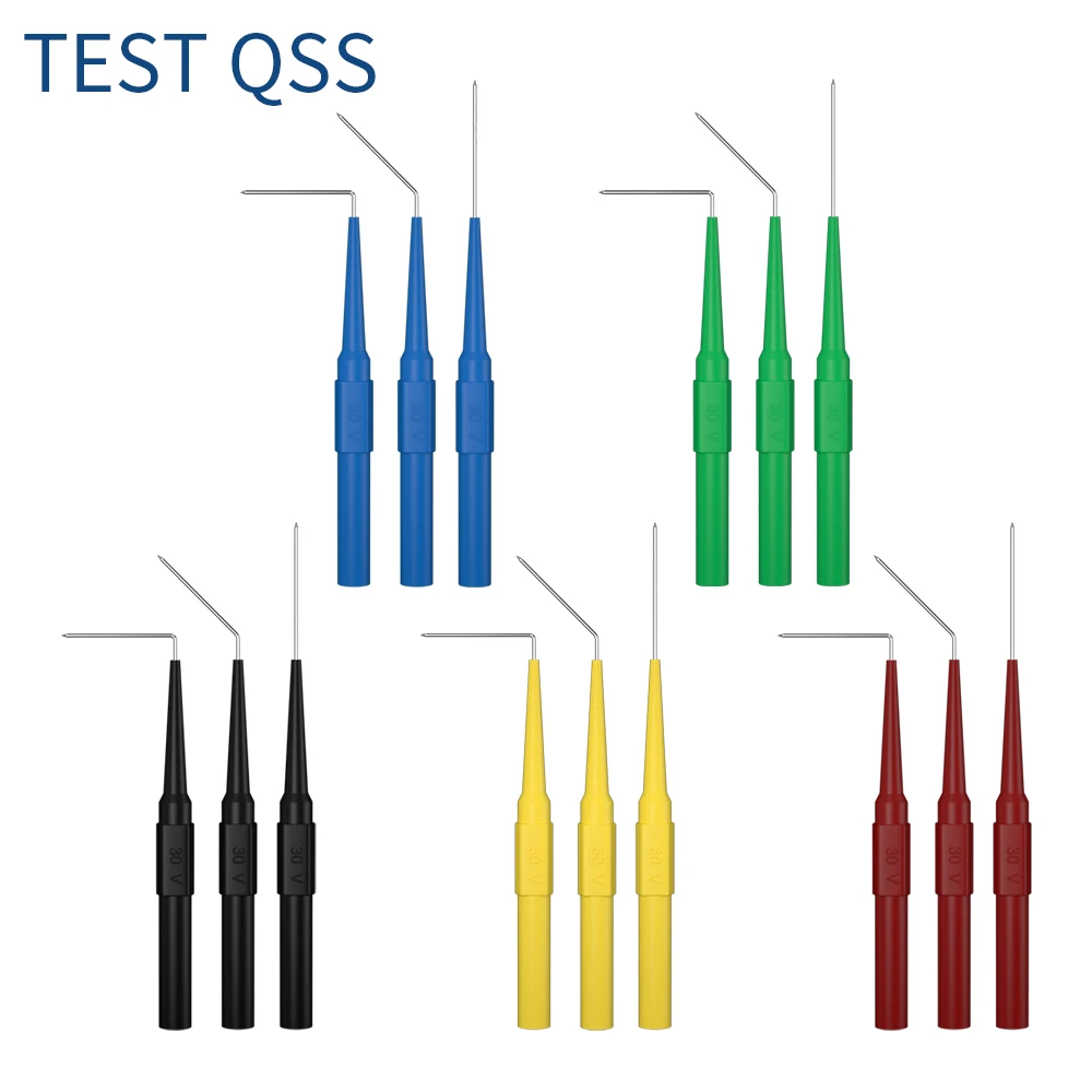 QSS 15PCS Insulation Non-destructive Piercing Test Probe Multimeter Stainless Puncture Back Probe 3 Angles Q.30009