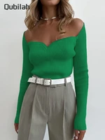 womens winter pullover warm knitted sweater square neck solid color long sleeve bottoming shirt green sweater womens clothing