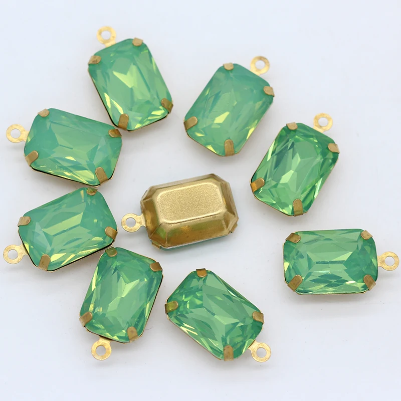 12p 10x14mm Octagon opal color single hole beads faceted Framed glass pendants eardrop findings jewelry making material supplier - купить по