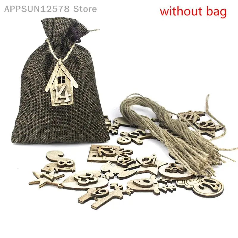 Новогодние сумки с календарем украшения 1-24 деревянные наклейки без